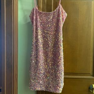 Lady Black Tie: Juliette Mini Dress- Pink Mutli, Size: Small